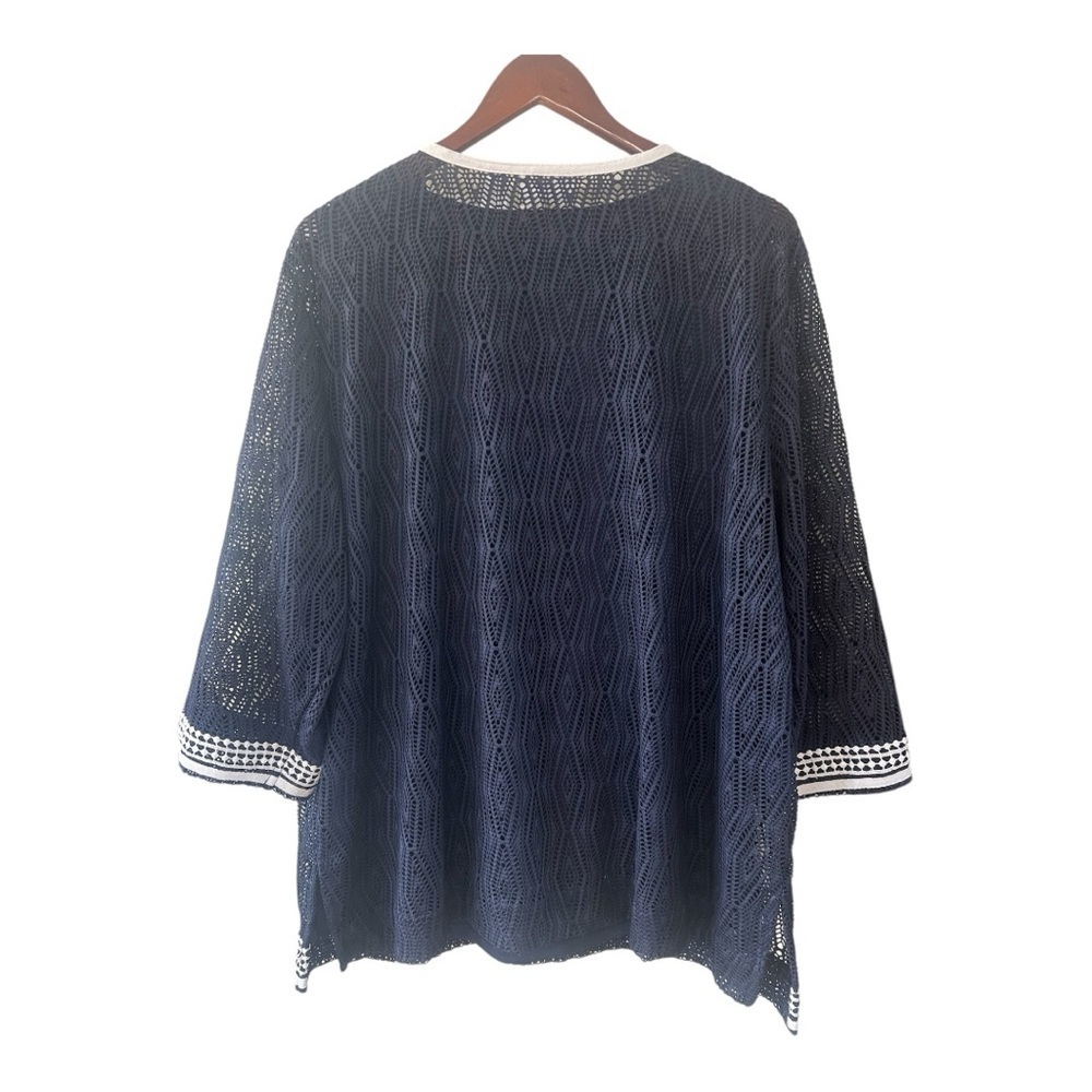 Alfred Dunner Diamond Texture Overlay Navy Top Size 2X Women - Picture 3 of 8
